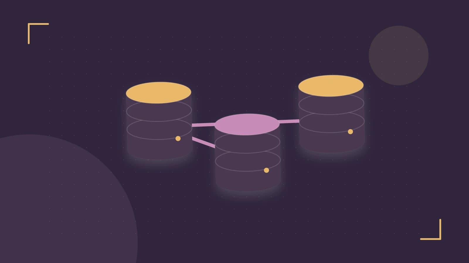 Editorial illustration of structured records, database cylinders and relationships between tables