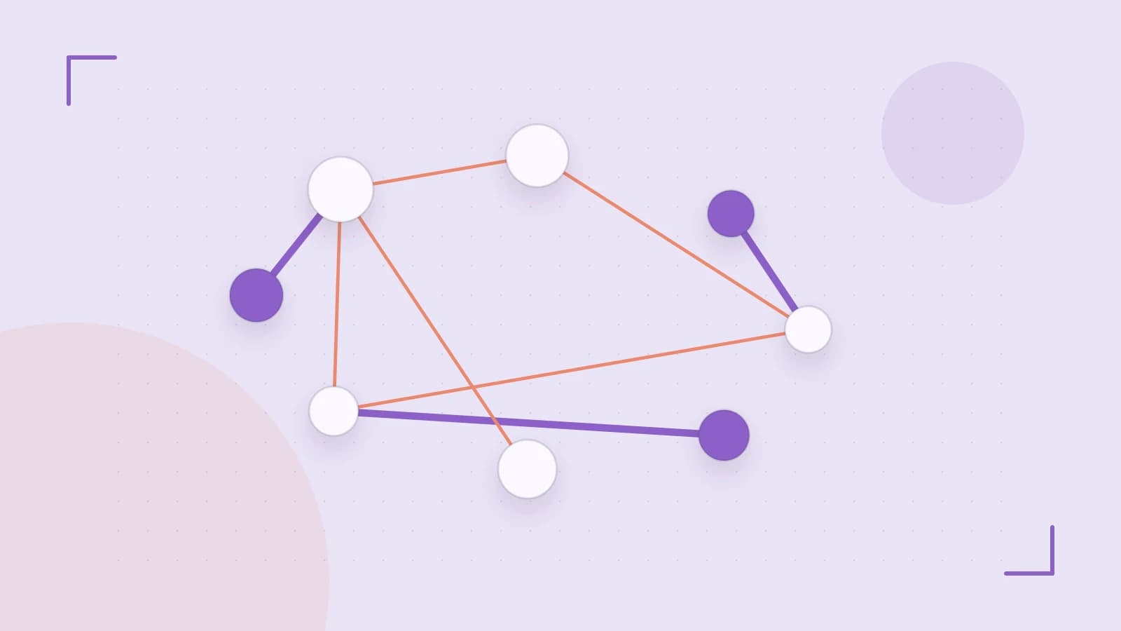 Editorial illustration of an algorithmic node graph with branching paths and a highlighted result