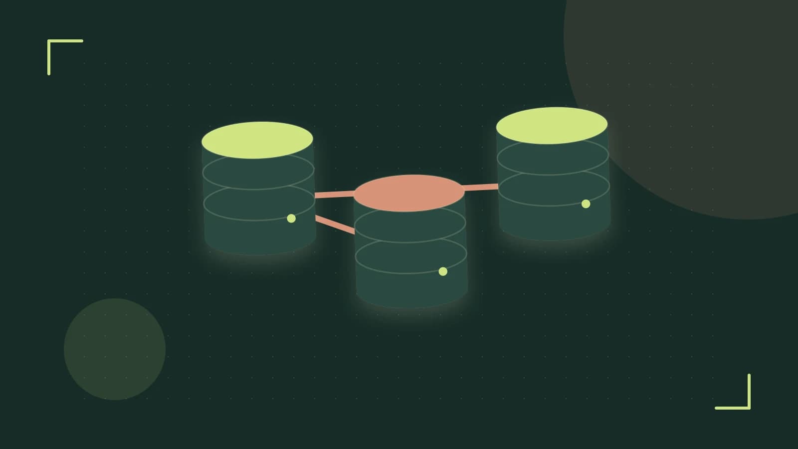 Editorial illustration of structured records, database cylinders and relationships between tables