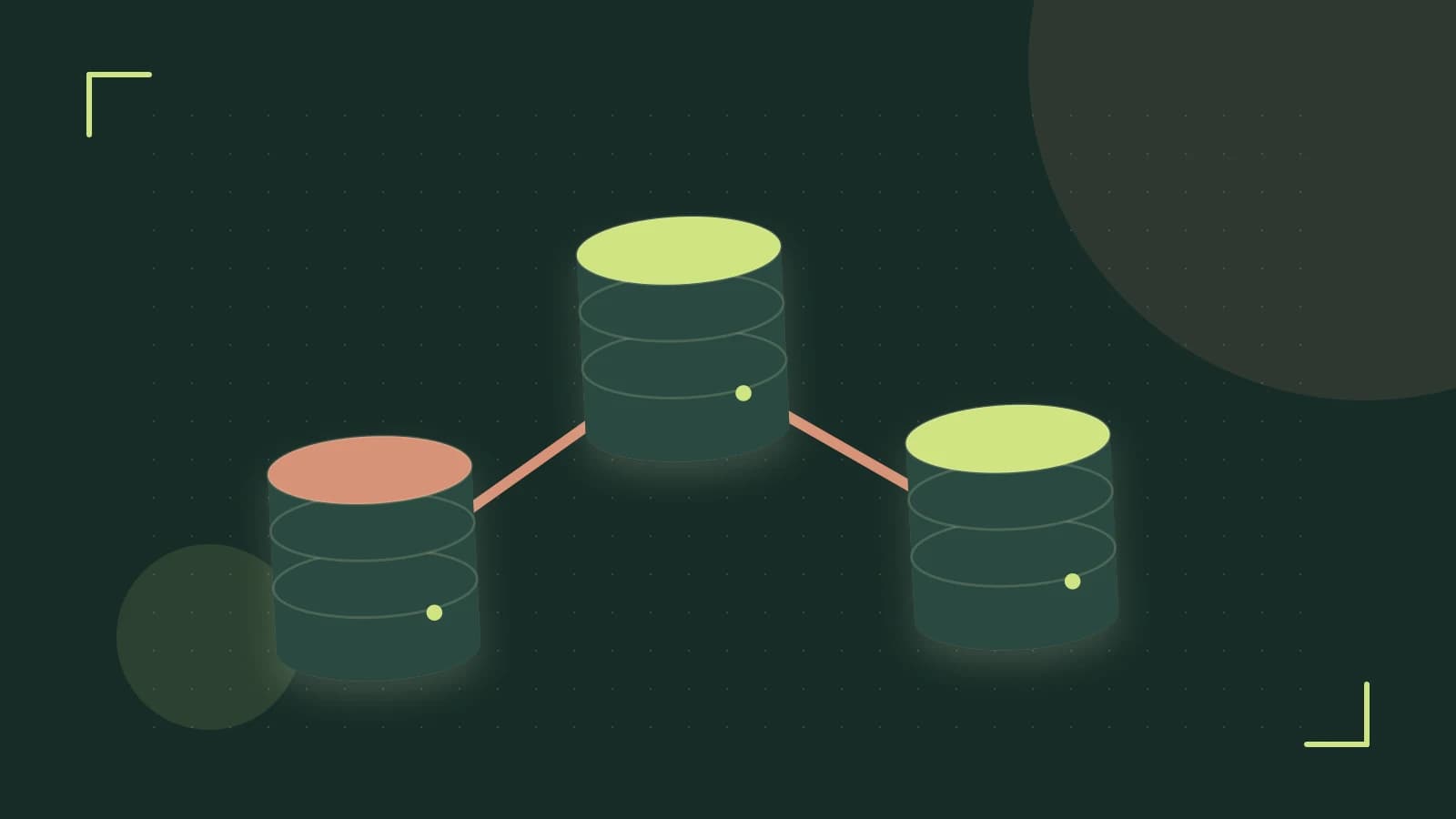 Editorial illustration of structured records, database cylinders and relationships between tables