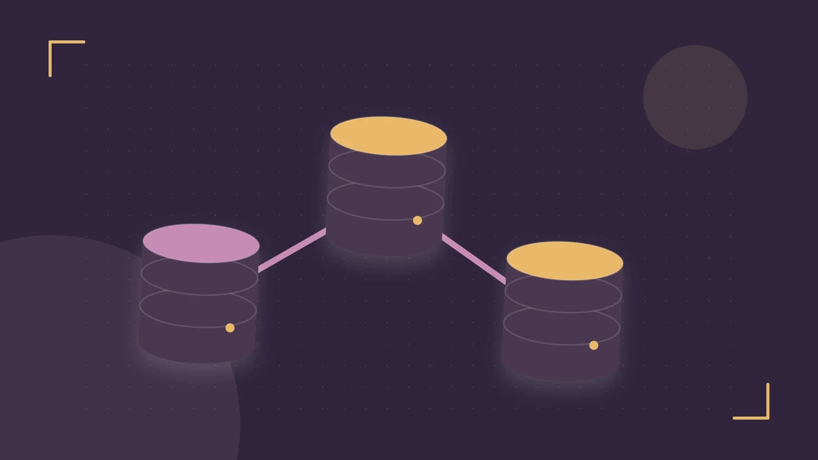 Editorial illustration of structured records, database cylinders and relationships between tables