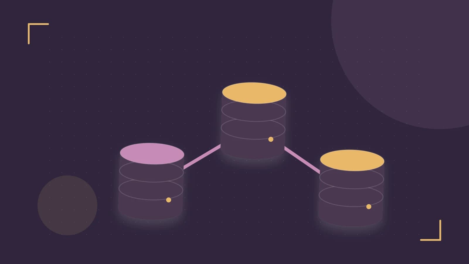 Editorial illustration of structured records, database cylinders and relationships between tables