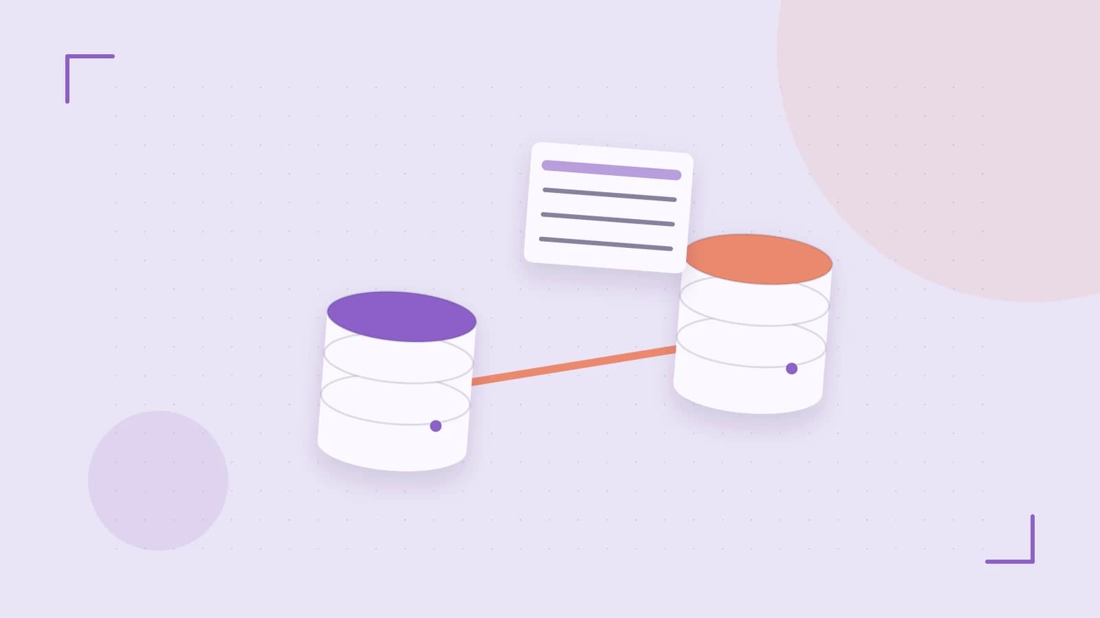 Editorial illustration of structured records, database cylinders and relationships between tables