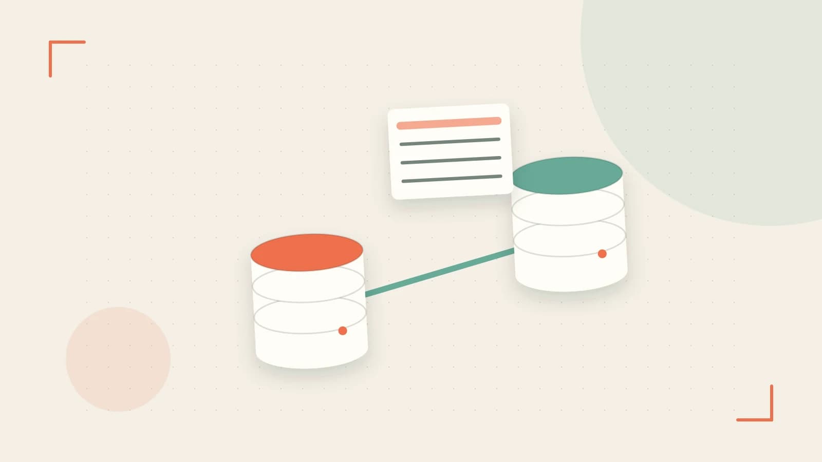 Editorial illustration of structured records, database cylinders and relationships between tables