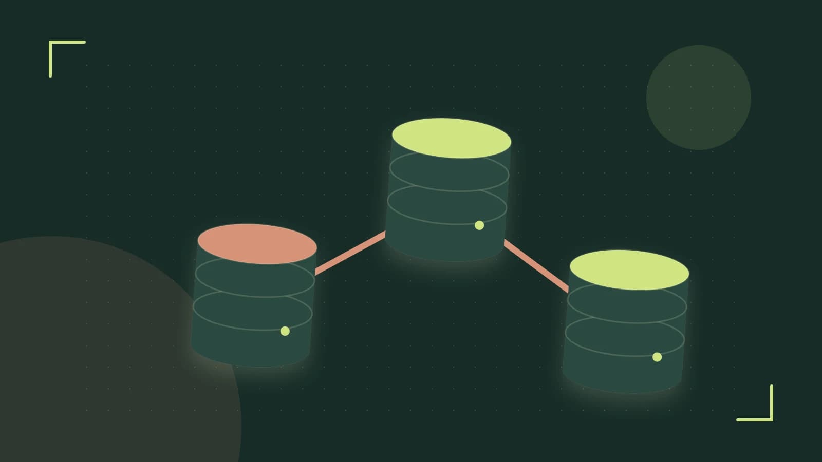 Editorial illustration of structured records, database cylinders and relationships between tables