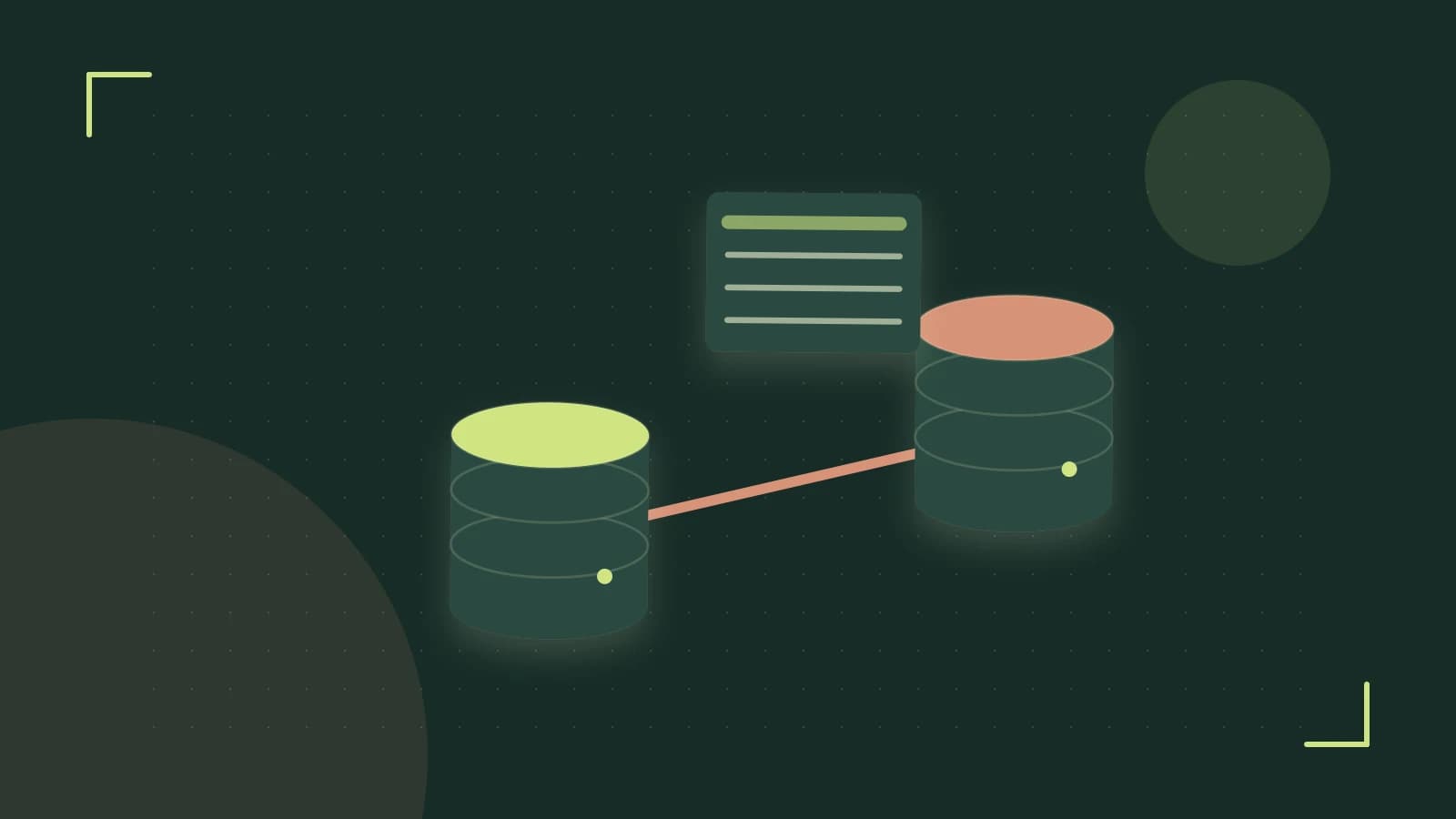 Editorial illustration of structured records, database cylinders and relationships between tables