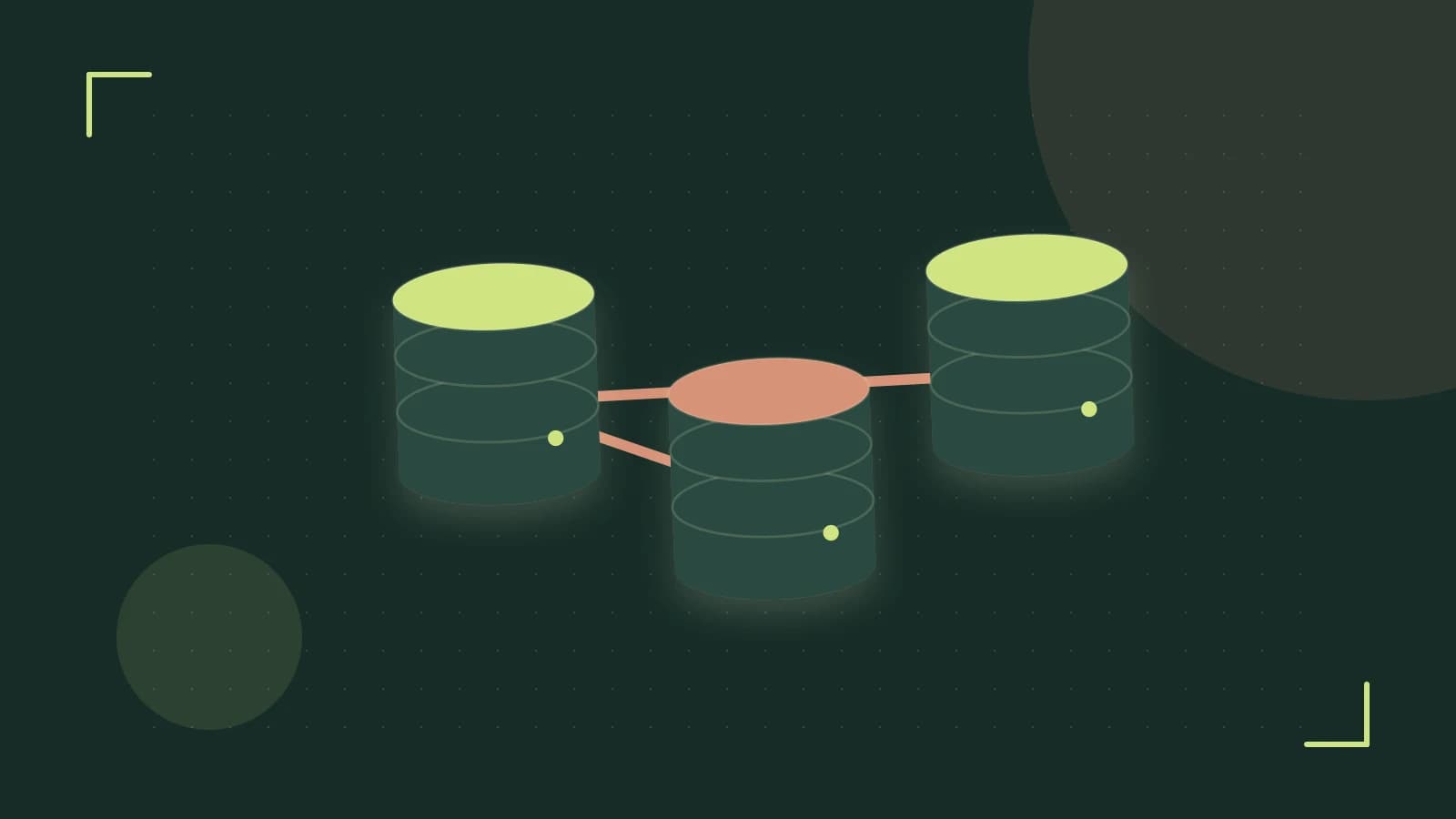 Editorial illustration of structured records, database cylinders and relationships between tables