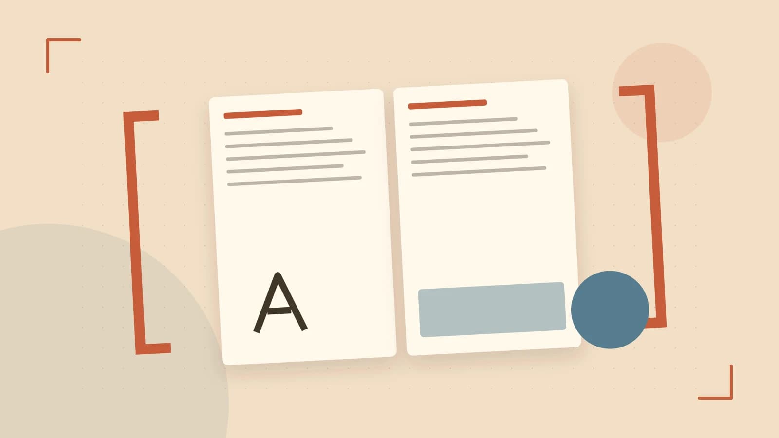 Editorial illustration of typeset pages, expressive letterform shapes and a precise editorial page grid