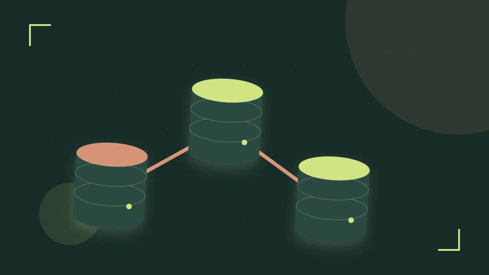 Editorial illustration of structured records, database cylinders and relationships between tables