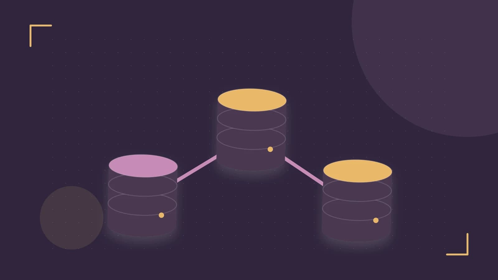 Editorial illustration of structured records, database cylinders and relationships between tables