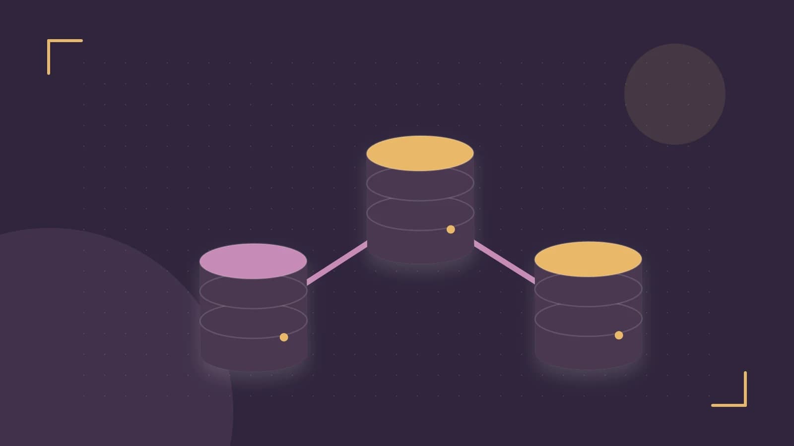 Editorial illustration of structured records, database cylinders and relationships between tables