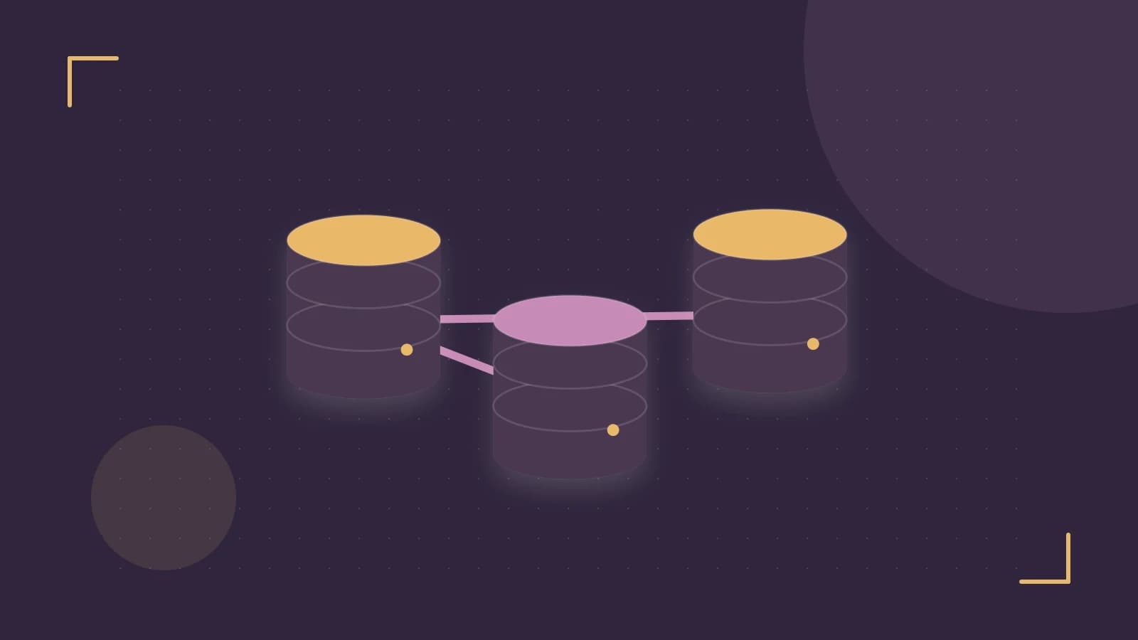 Editorial illustration of structured records, database cylinders and relationships between tables