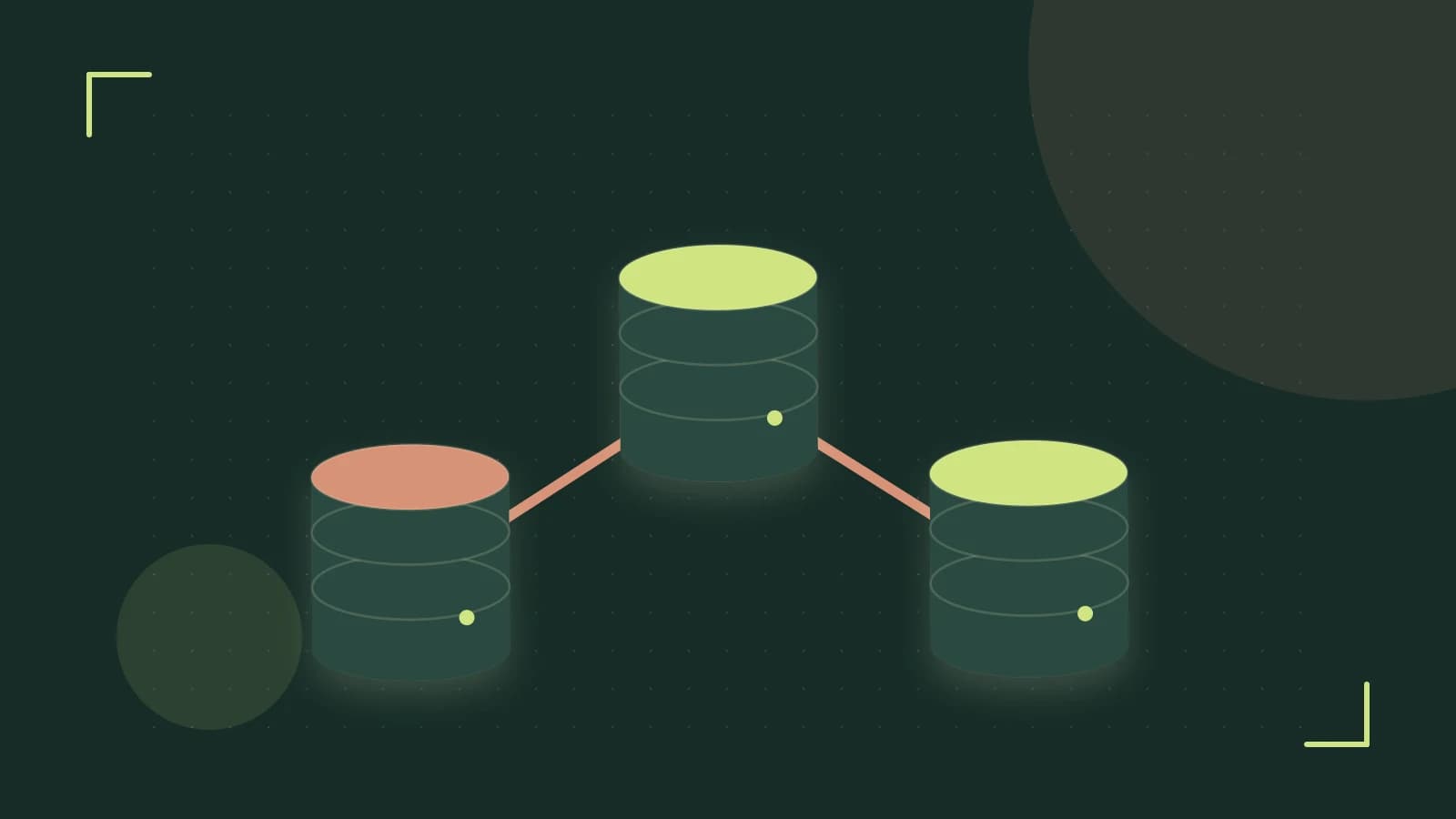 Editorial illustration of structured records, database cylinders and relationships between tables