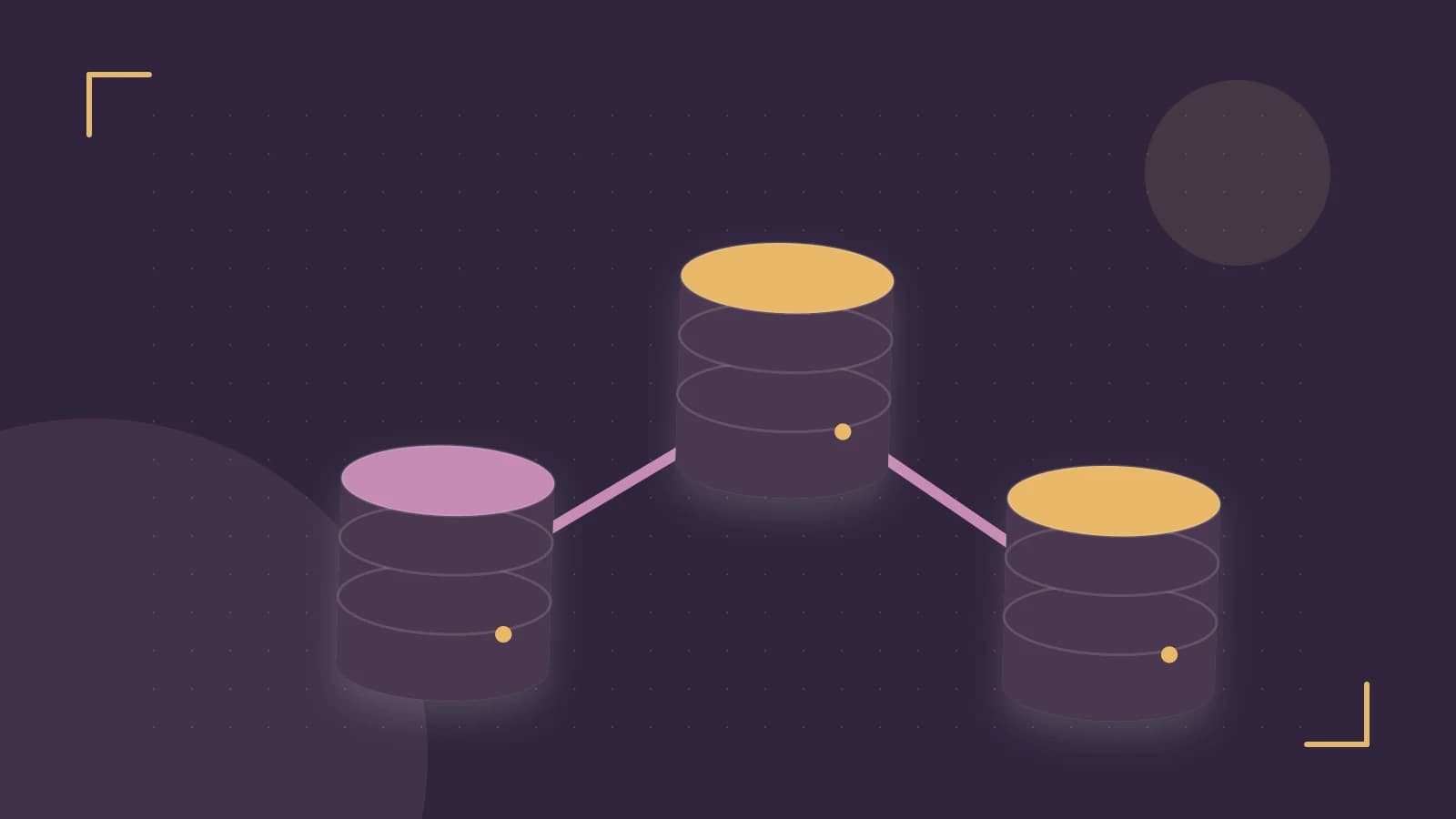 Editorial illustration of structured records, database cylinders and relationships between tables