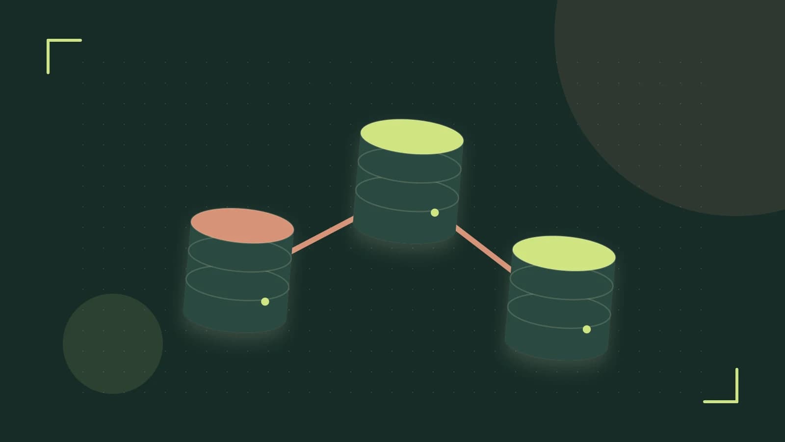 Editorial illustration of structured records, database cylinders and relationships between tables