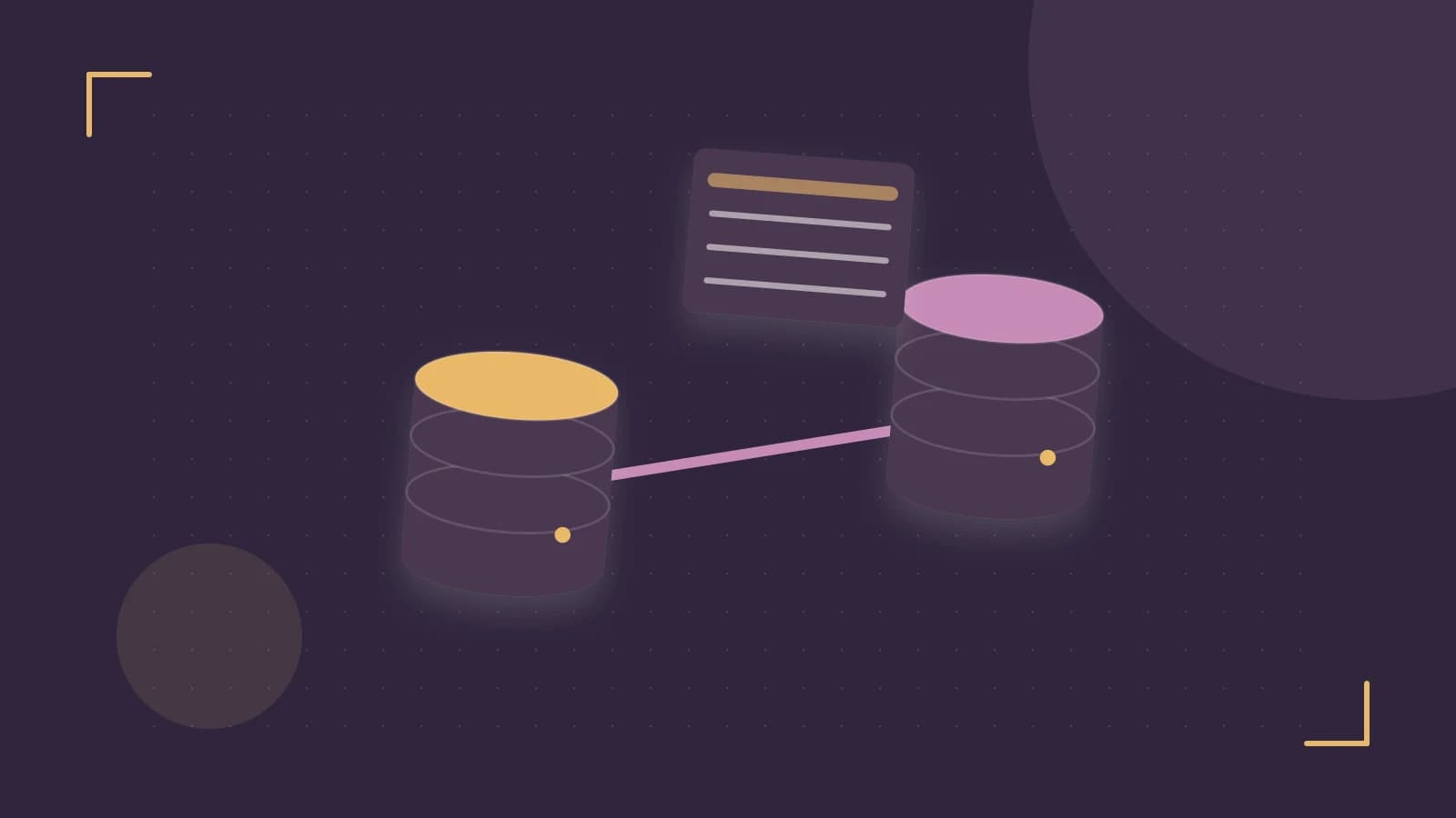 Editorial illustration of structured records, database cylinders and relationships between tables