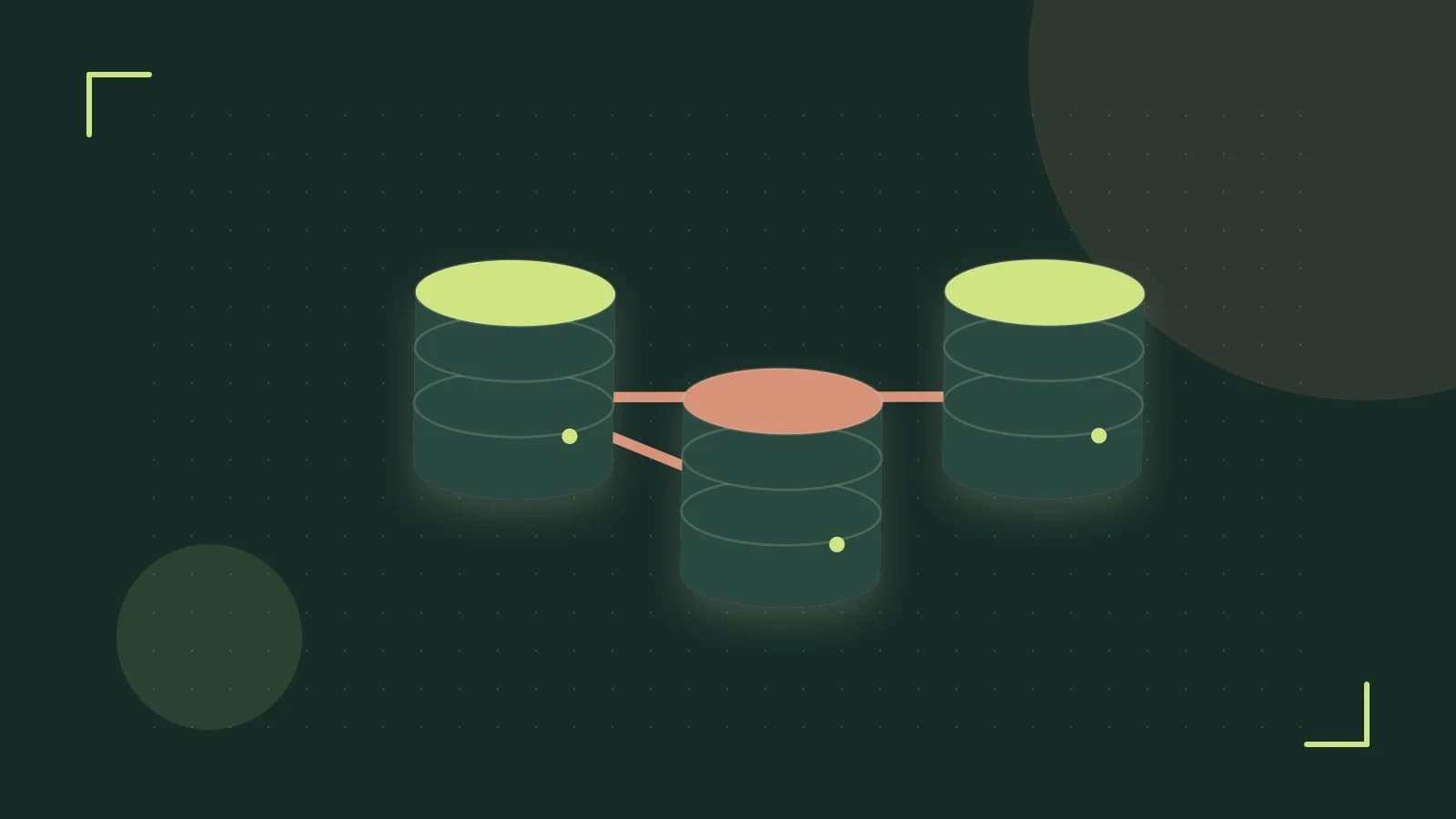 Editorial illustration of structured records, database cylinders and relationships between tables