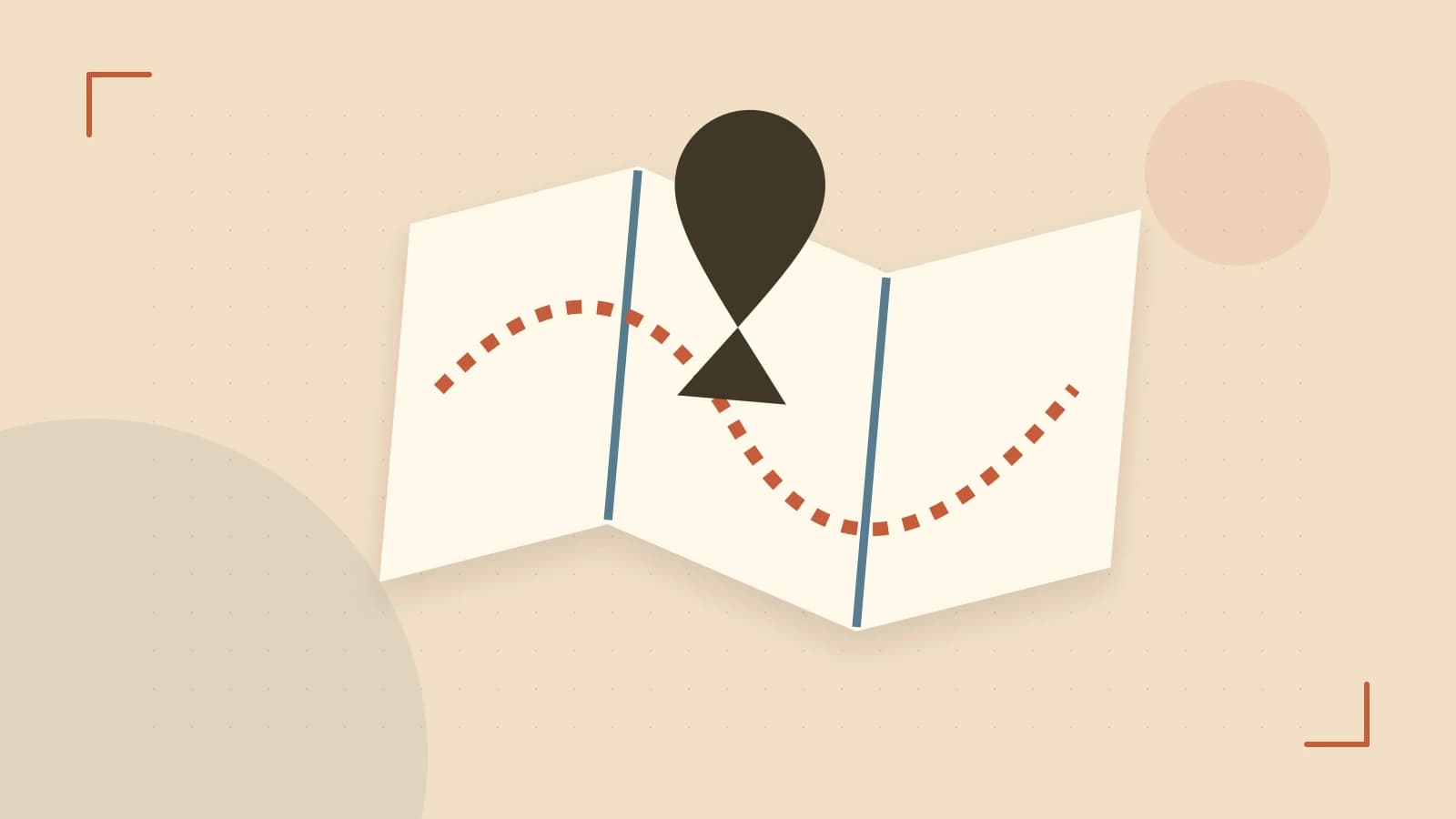 Editorial illustration of an editorial globe with meridians and layered geographic shapes