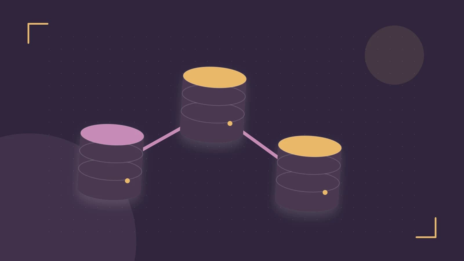 Editorial illustration of structured records, database cylinders and relationships between tables