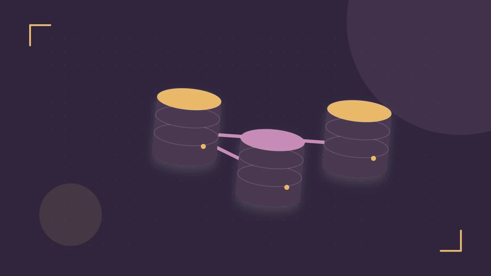 Editorial illustration of structured records, database cylinders and relationships between tables