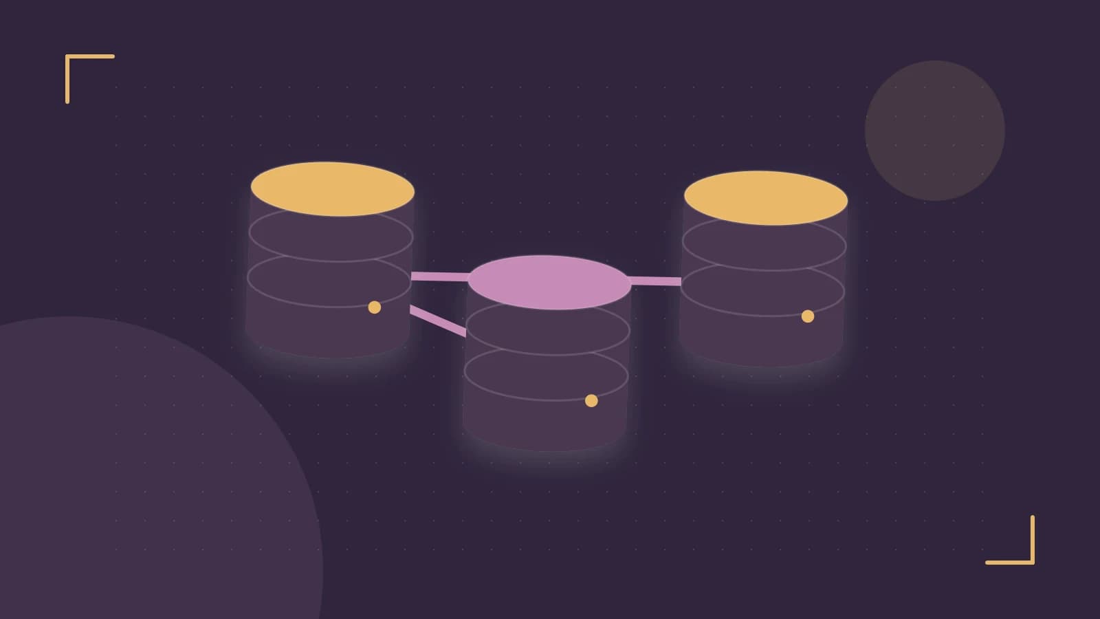 Editorial illustration of structured records, database cylinders and relationships between tables