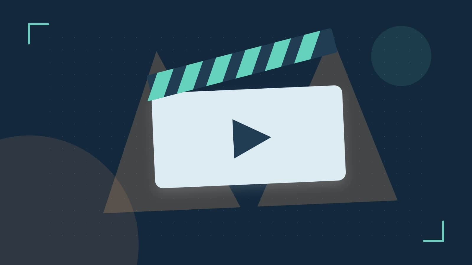 Editorial illustration of a film clapperboard, a spotlight and layered cultural artwork