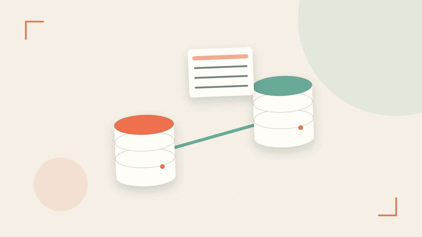 Editorial illustration of structured records, database cylinders and relationships between tables