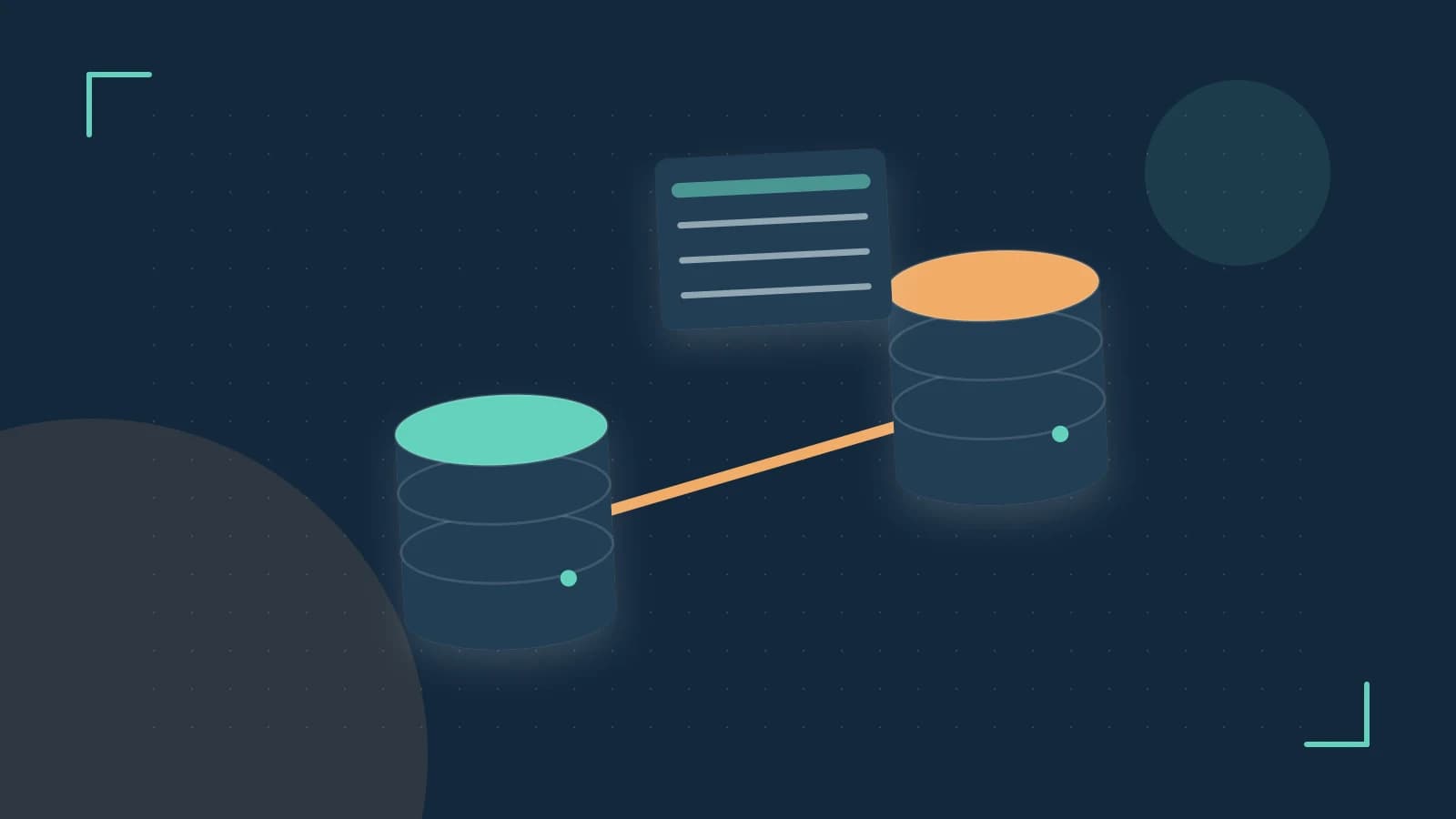 Editorial illustration of structured records, database cylinders and relationships between tables
