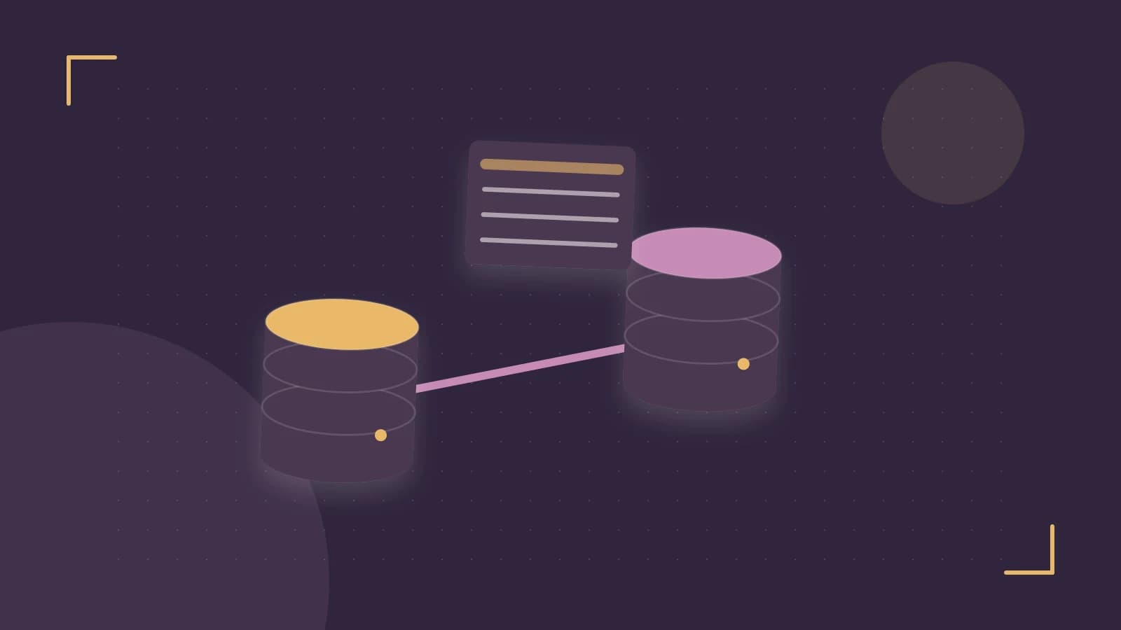 Editorial illustration of structured records, database cylinders and relationships between tables