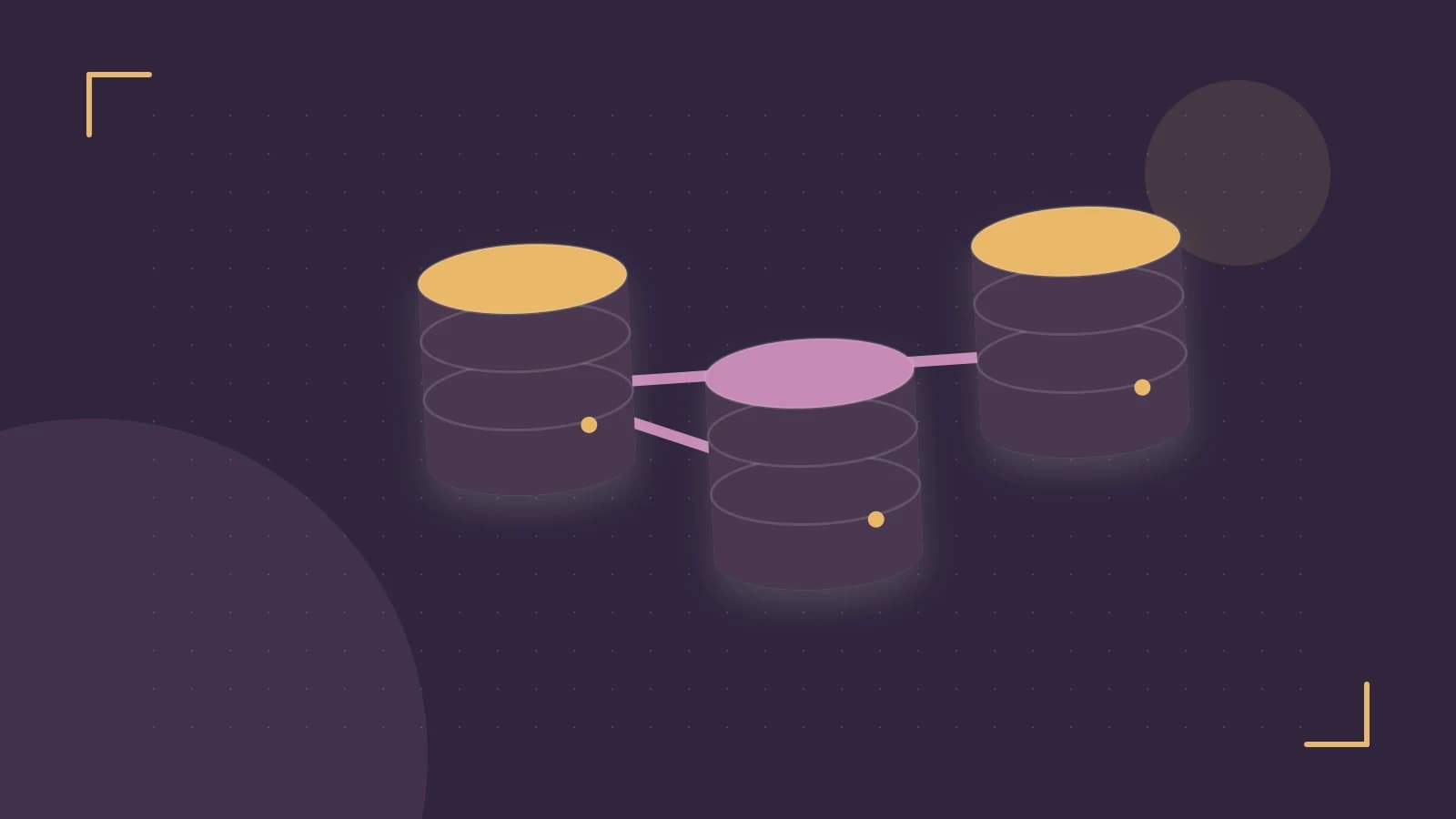 Editorial illustration of structured records, database cylinders and relationships between tables