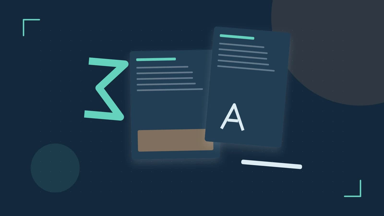 Editorial illustration of typeset pages, expressive letterform shapes and a precise editorial page grid