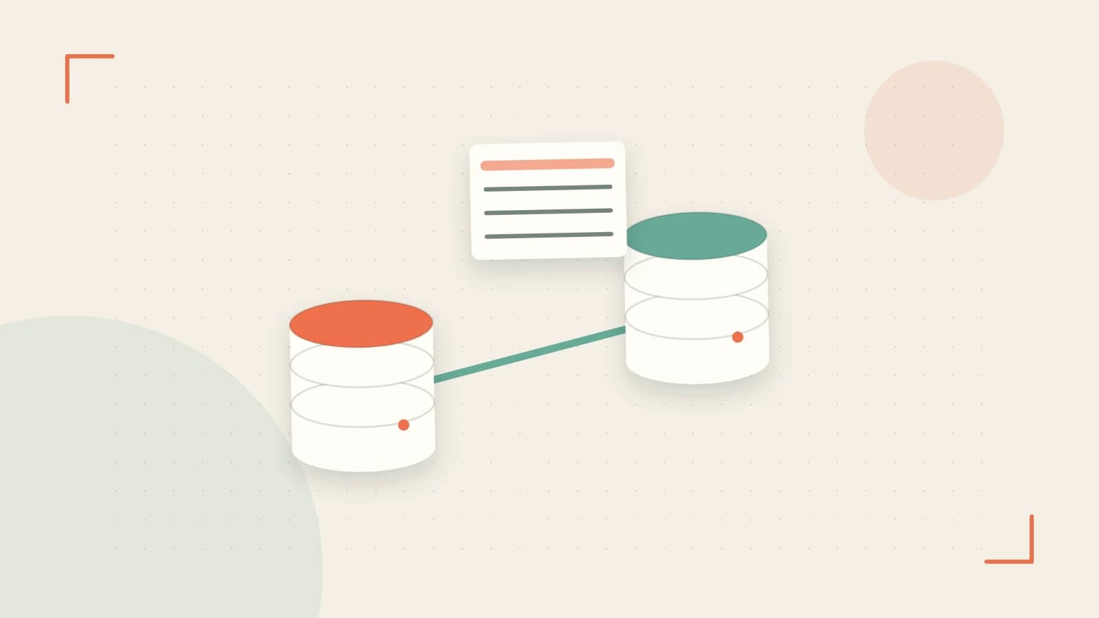 Editorial illustration of structured records, database cylinders and relationships between tables