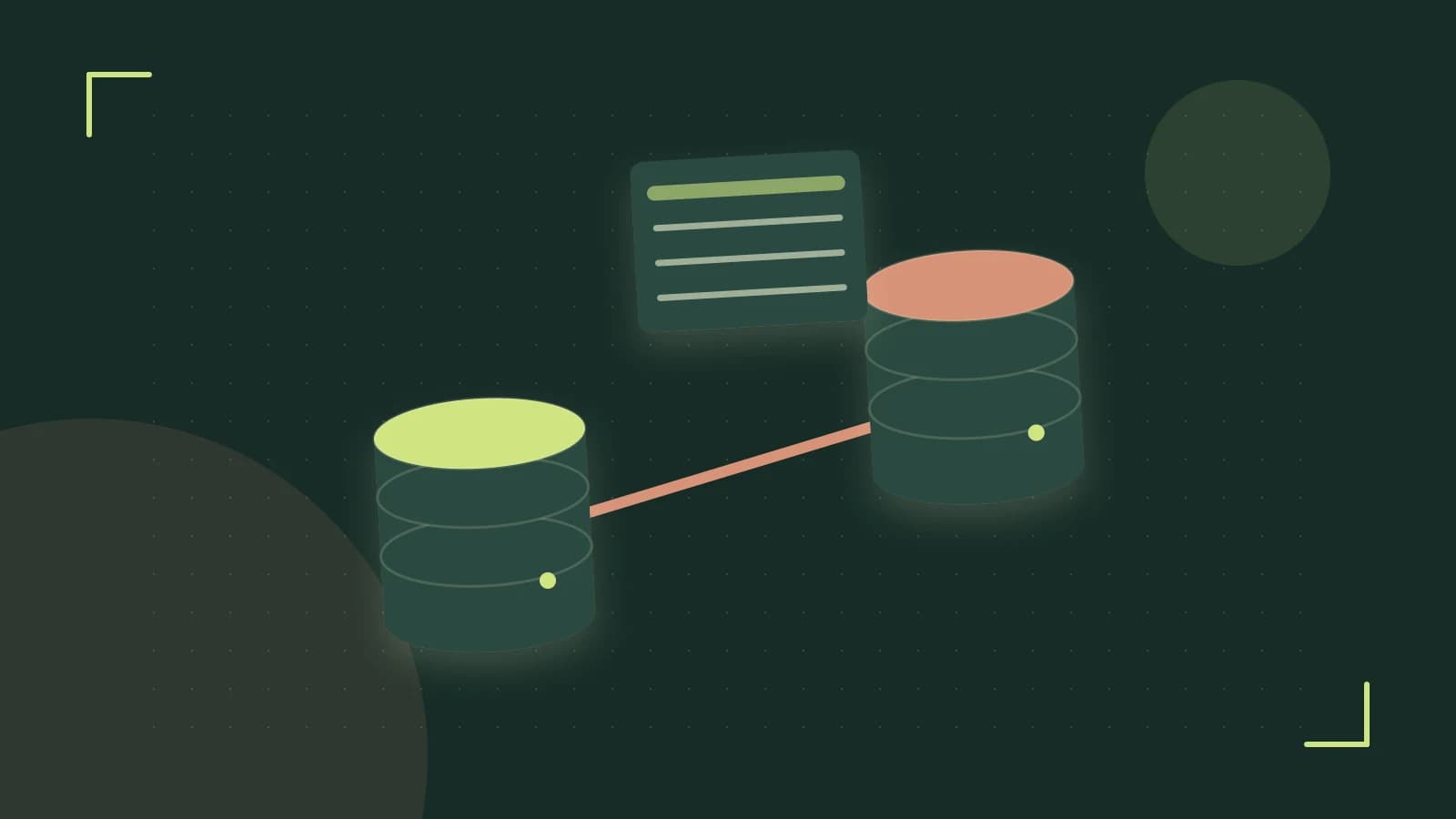 Editorial illustration of structured records, database cylinders and relationships between tables