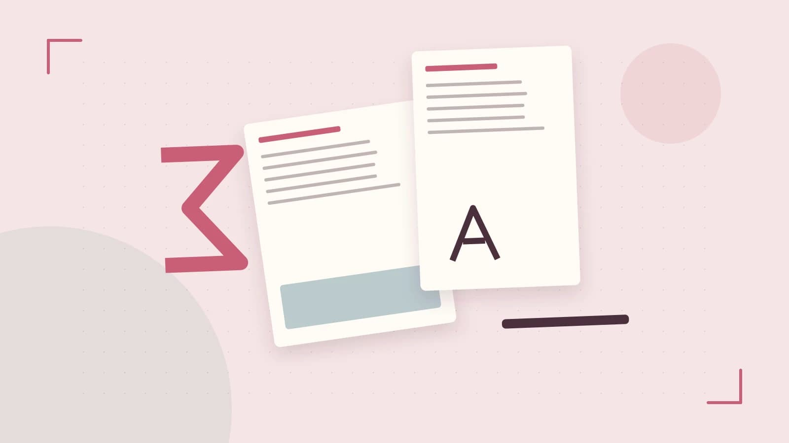 Editorial illustration of typeset pages, expressive letterform shapes and a precise editorial page grid