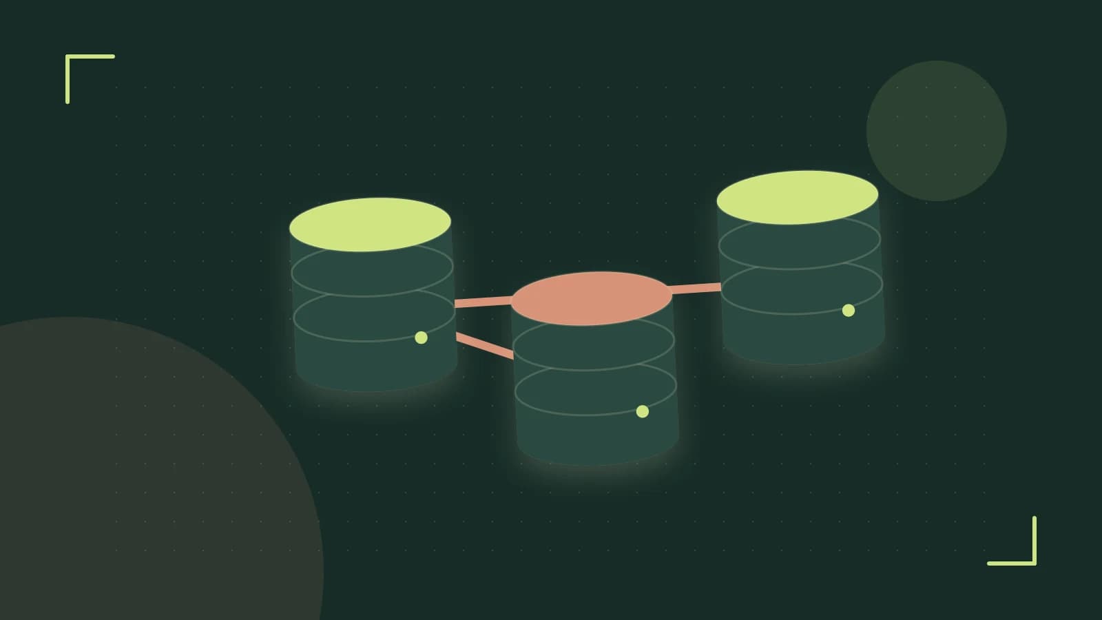 Editorial illustration of structured records, database cylinders and relationships between tables