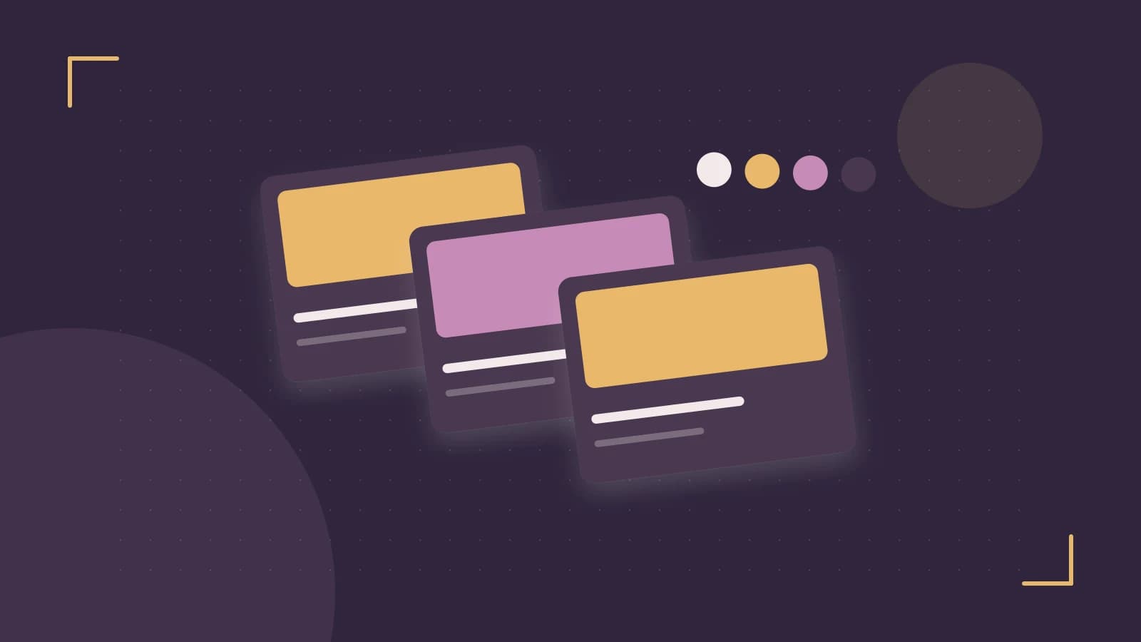 Editorial illustration of responsive browser layouts, overlapping design components and a color system