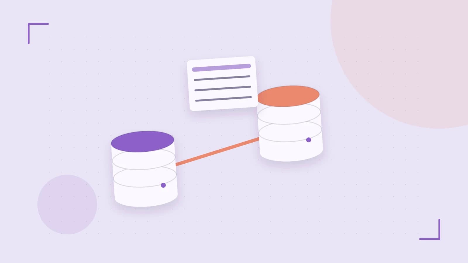 Editorial illustration of structured records, database cylinders and relationships between tables
