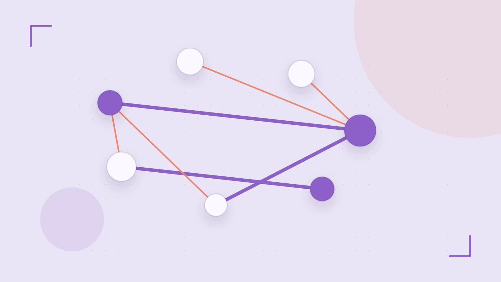 Editorial illustration of an algorithmic node graph with branching paths and a highlighted result
