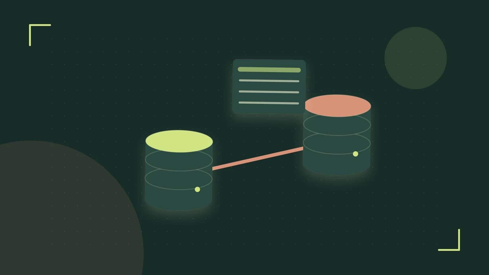Editorial illustration of structured records, database cylinders and relationships between tables