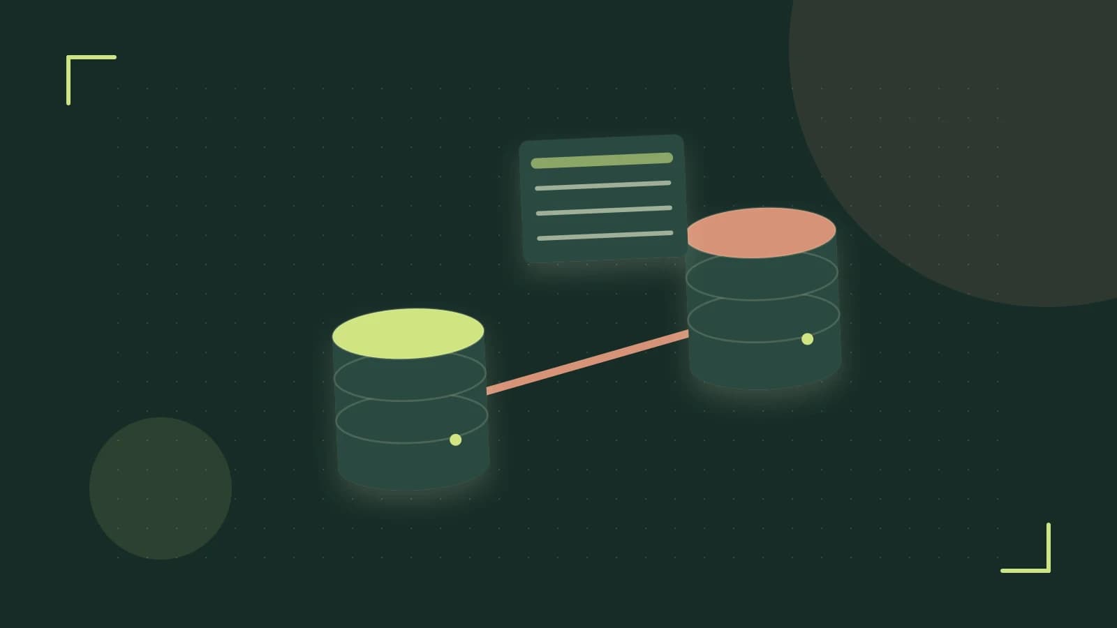 Editorial illustration of structured records, database cylinders and relationships between tables