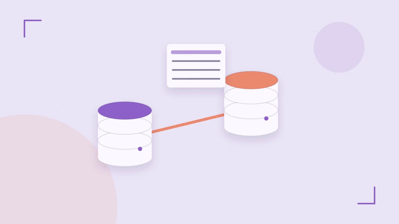 Editorial illustration of structured records, database cylinders and relationships between tables