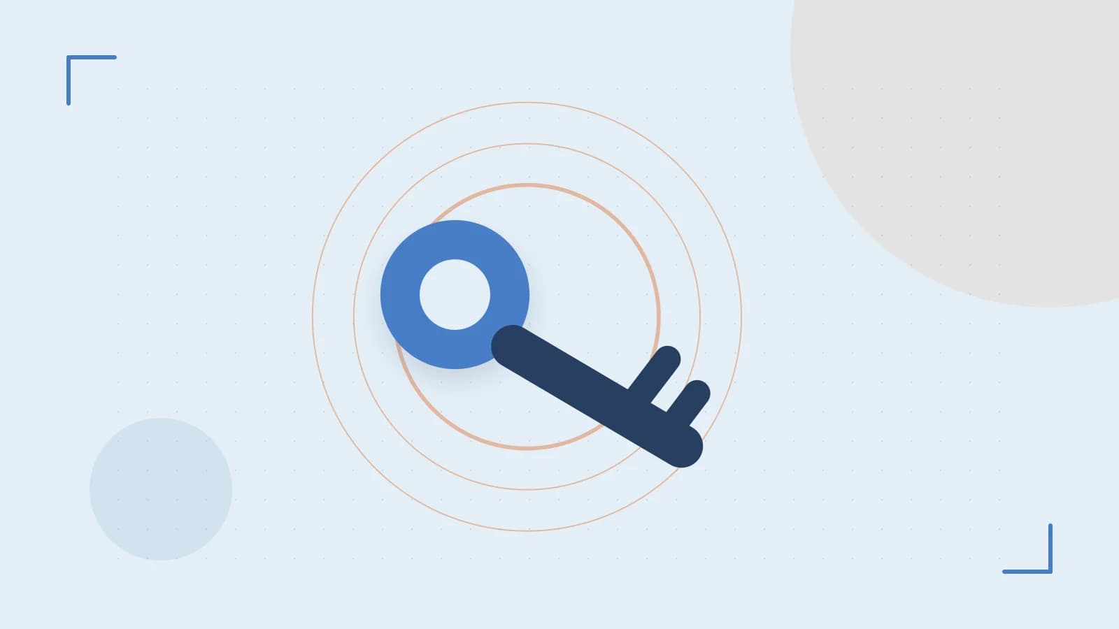 Editorial illustration of a sculpted shield, authentication key and concentric permission boundaries