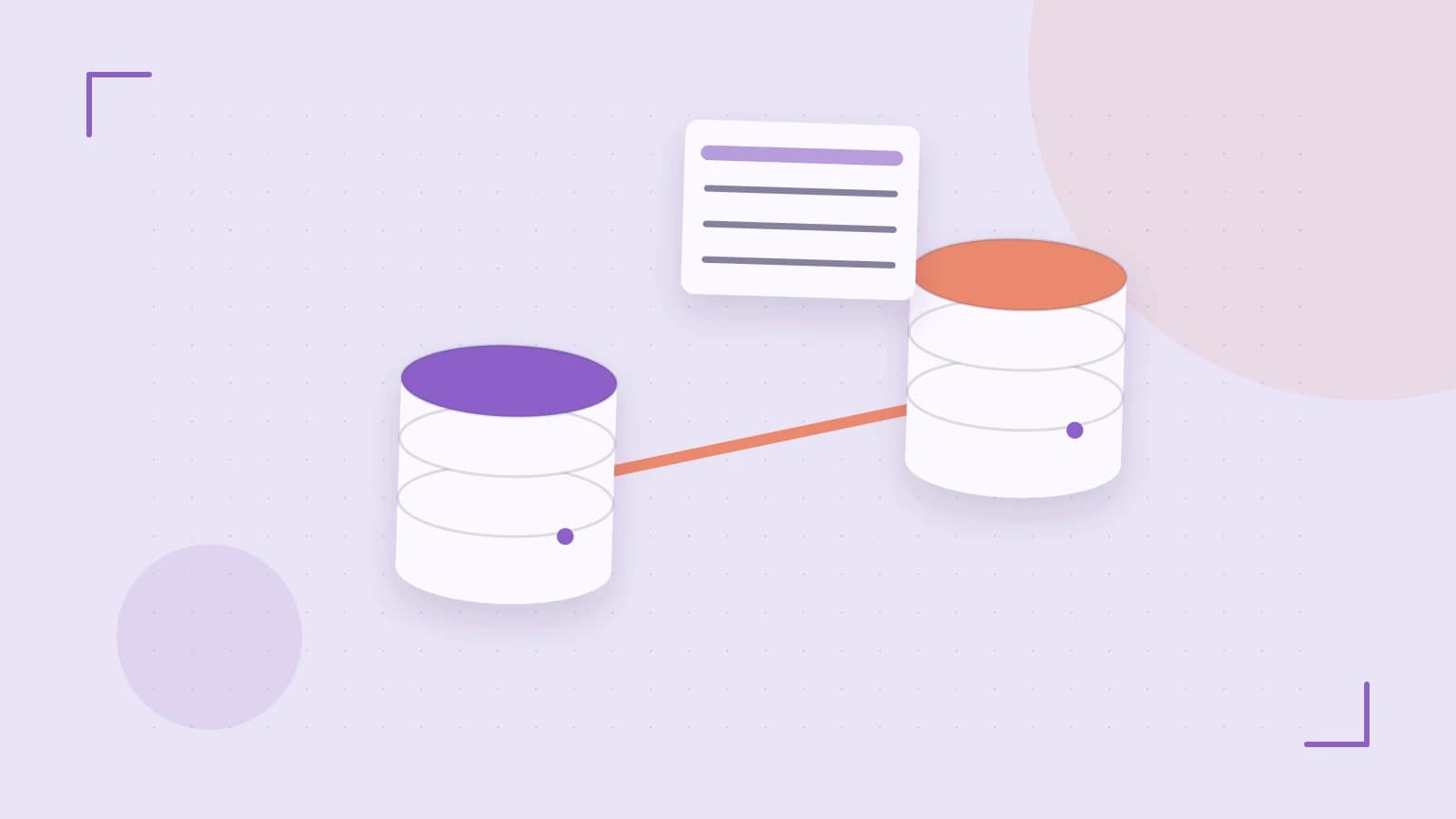 Editorial illustration of structured records, database cylinders and relationships between tables