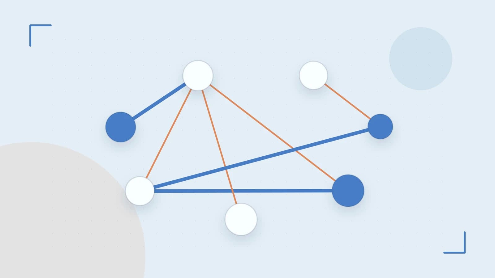 Editorial illustration of an algorithmic node graph with branching paths and a highlighted result