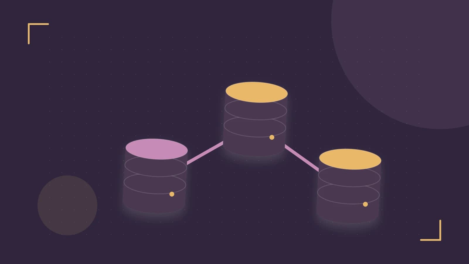 Editorial illustration of structured records, database cylinders and relationships between tables