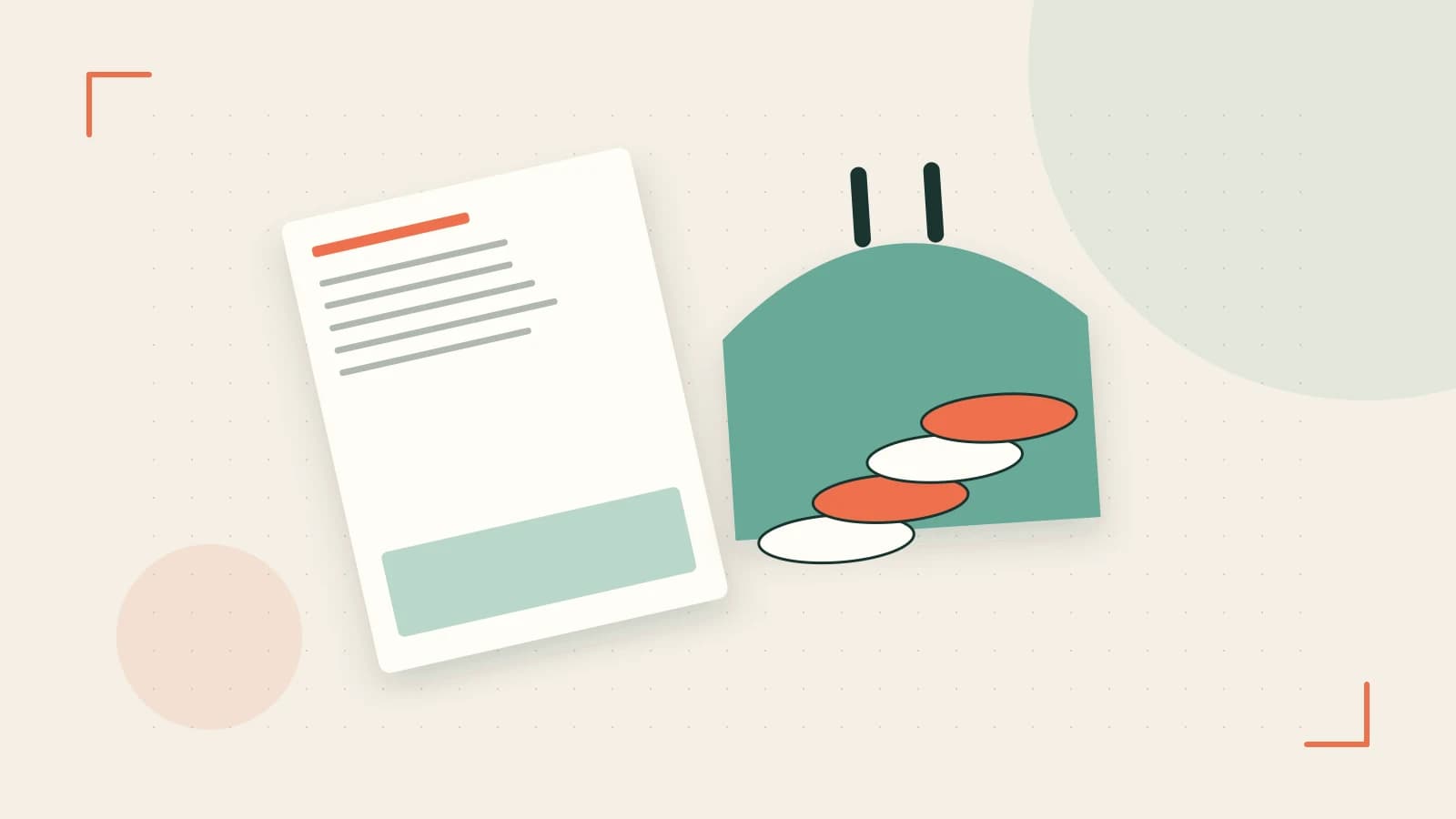 Editorial illustration of abstract coins, a payment card and a geometric financial chart without data labels