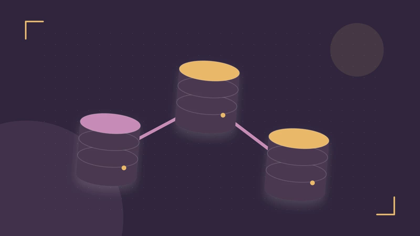 Editorial illustration of structured records, database cylinders and relationships between tables