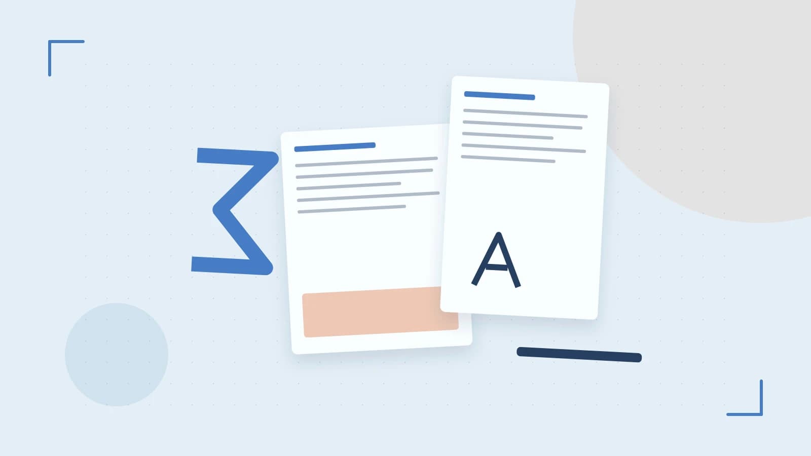 Editorial illustration of typeset pages, expressive letterform shapes and a precise editorial page grid