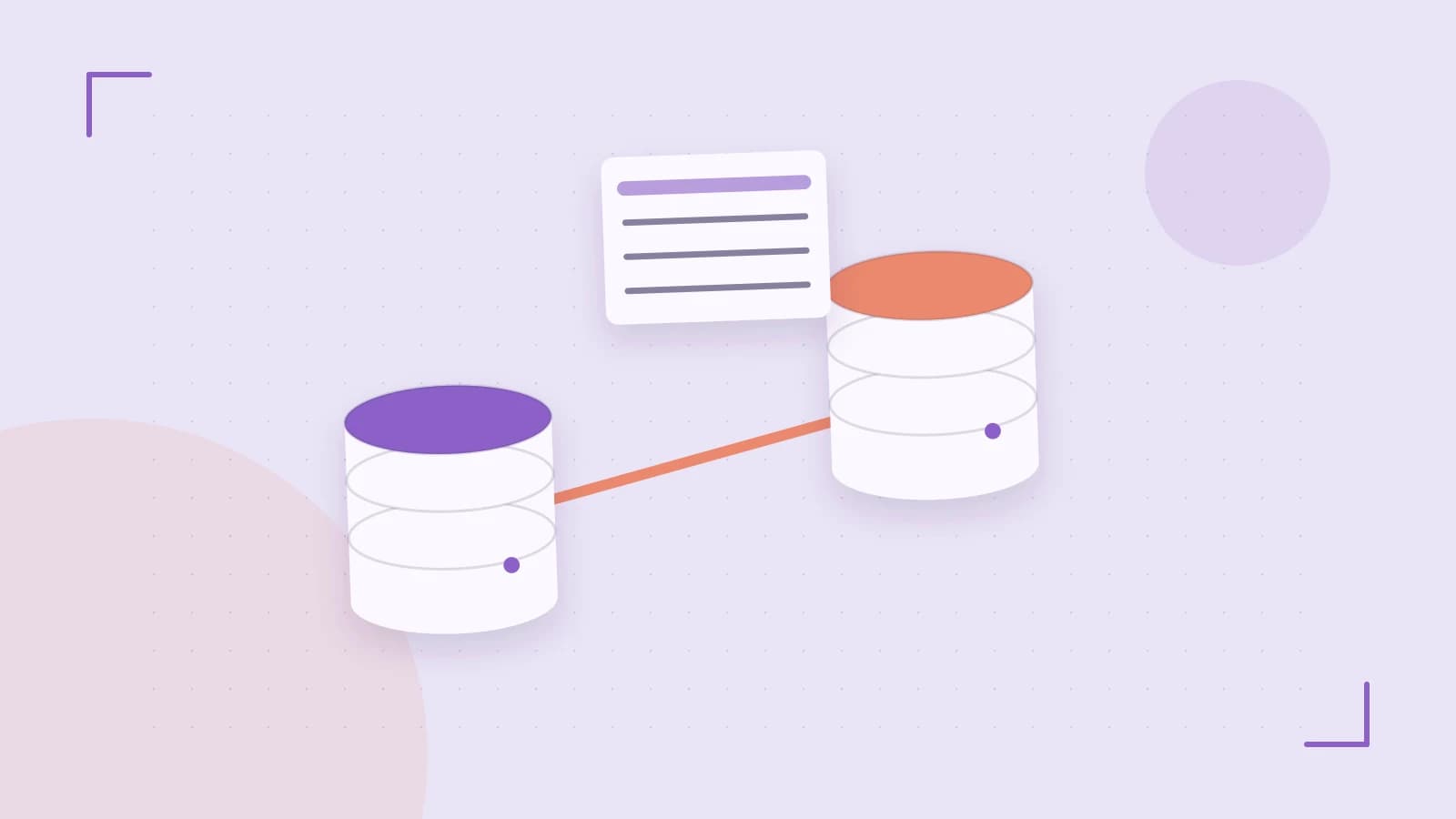 Editorial illustration of structured records, database cylinders and relationships between tables