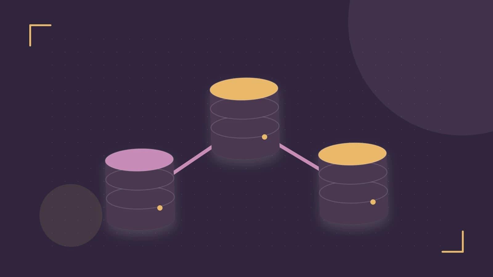 Editorial illustration of structured records, database cylinders and relationships between tables